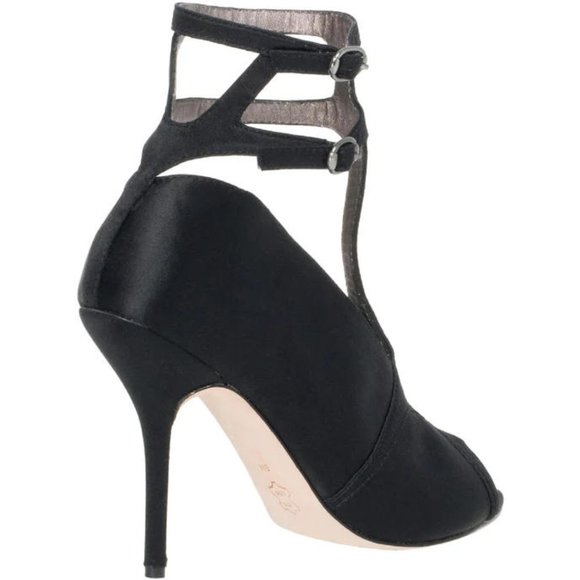 NWT/NIB - Leon Max Pika Satin Peep Hole Ankle Strap - 8.5 - Picture 2 of 11